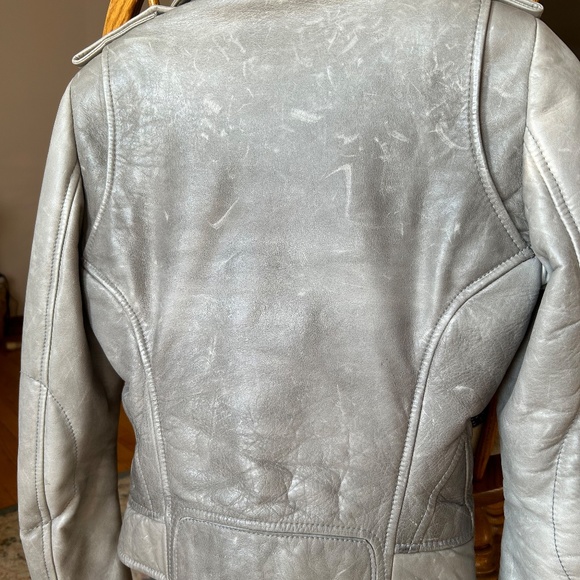 2008 BALENCIAGA LEATHER MOTO JACKET in Light Grey, size 38 - Picture 7 of 16